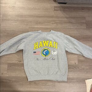 Vintage-looking Brandy Melville Gray Hawaii Graphic Crewneck Sweater